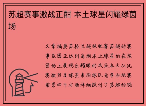 苏超赛事激战正酣 本土球星闪耀绿茵场